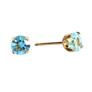 5mm March Aquamarine Gold Plated over Surgical Stainless Steel