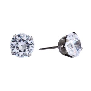 7mm Cubic Zirconia Surgical Stainless Steel