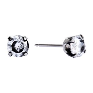 5mm Neon Black Cubic Zirconia Tiffany Surgical Stainless Steel