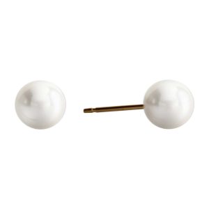 6mm White Pearl Gold Plated over Surgical Stainless Steel