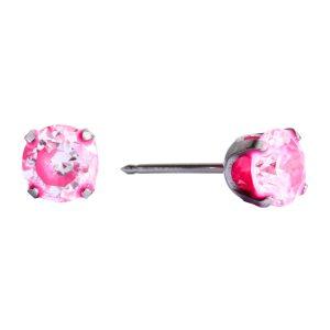 5mm Neon Fuchsia Cubic Zirconia Tiffany Surgical Stainless Steel