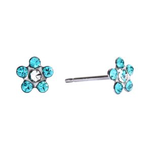 December Blue Zircon / Crystal Daisy Surgical Stainless Steel