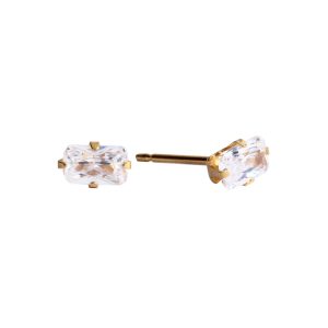 5x3mm Cubic Zirconia Emerald Cut Gold Plated over Surgical Stainless Steel