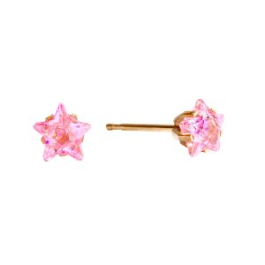 5mm Pink Cubic Zirconia Star Gold Plated over Surgical Stainless Steel