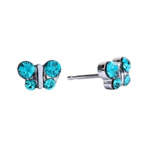 December Blue Zircon Butterfly Surgical Stainless Steel
