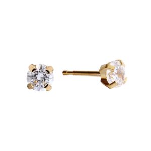 4mm Cubic Zirconia Gold Plated over Surgical Stainless Steel