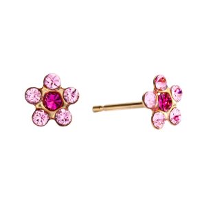 Light Rose / Fuchsia Daisy Gold Plated over Surgical Stainless Steel