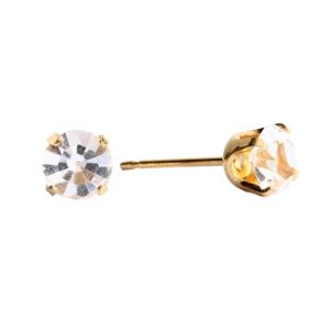 5mm April Crystal Gold Plated over Surgical Stainless Steel