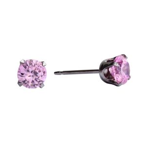 5mm Pink Cubic Zirconia Surgical Stainless Steel
