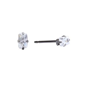 5x3mm Cubic Zirconia Emerald Cut Surgical Stainless Steel
