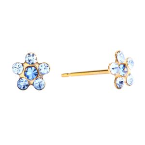 Light Sapphire / September Sapphire Daisy Gold Plated over Surgical Stainless Steel