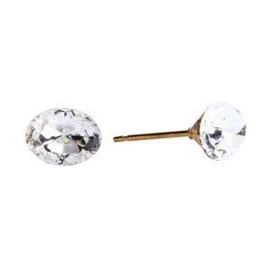 8x6mm Crystal Oval Gold Plated over Surgical Stainless Steel