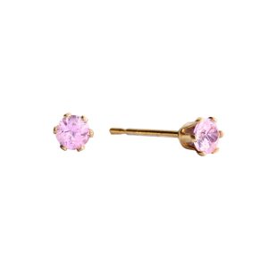 3mm Pink Cubic Zirconia Gold Plated over Surgical Stainless Steel
