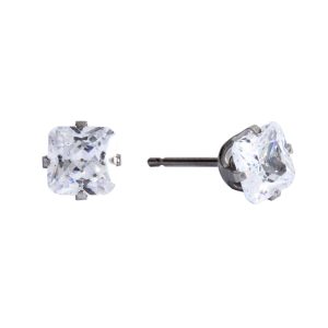5x5mm Cubic Zirconia Princess Cut Surgical Stainless Steel