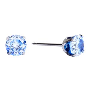 5mm Neon Blue Cubic Zirconia Tiffany Surgical Stainless Steel