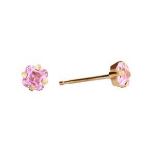 4x4mm Pink Cubic Zirconia Princess Cut Gold Plated over Surgical Stainless Steel