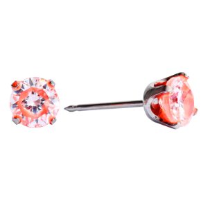 5mm Neon Orange Cubic Zirconia Tiffany Surgical Stainless Steel