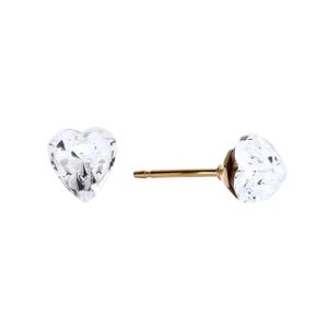 6x6mm Crystal Heart Gold Plated over Surgical Stainless Steel