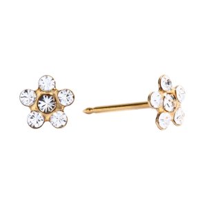 Crystal Daisy Gold Plated over Surgical Stainless Steel