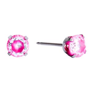 5mm Neon Hot Pink Cubic Zirconia Tiffany Surgical Stainless Steel