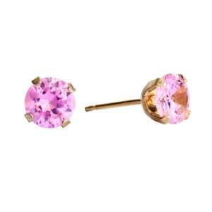 6mm Pink Cubic Zirconia Gold Plated over Surgical Stainless Steel