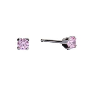 3mm Pink Cubic Zirconia Surgical Stainless Steel