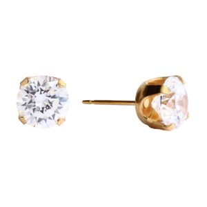 7mm Cubic Zirconia Gold Plated over Surgical Stainless Steel