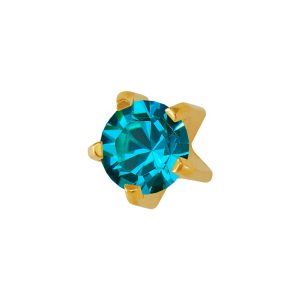 Regular December Blue Zircon Tiffany Gold Plated over Surgical Stainless Steel