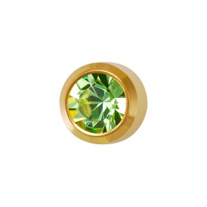 Regular August Peridot Bezel Gold Plated over Surgical Stainless Steel