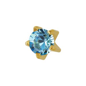 Regular March Aquamarine Tiffany Gold Plated over Surgical Stainless Steel