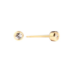 2mm Crystal Bezel Gold Plated over Surgical Stainless Steel