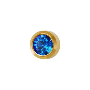 Mini September Sapphire Bezel Gold Plated over Surgical Stainless Steel