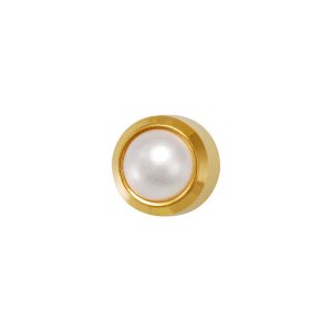 Mini White Pearl Bezel Gold Plated over Surgical Stainless Steel