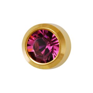 Large February Amethyst Bezel Gold Plated over Surgical Stainless Steel