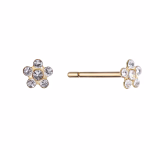 April Crystal Baby Daisy Gold Plated over Surgical Stainless Steel