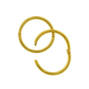 18GA 12mm Smooth Hinged Hoop .925 Sterling Silver Gold Plated
