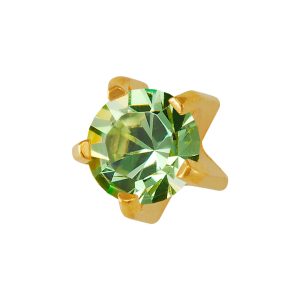 Large August Peridot Tiffany Gold Plated over Surgical Stainless Steel