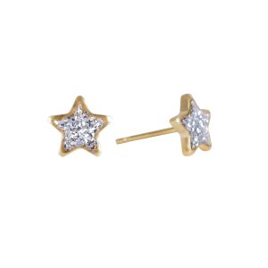 Clear Glitter Star Gold Plated over Surgical Stainless Steel