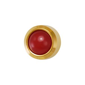 Regular Red Coral Pearl Bezel Gold Plated over Surgical Stainless Steel
