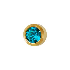 Mini December Blue Zircon Bezel Gold Plated over Surgical Stainless Steel