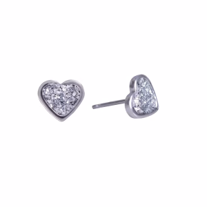 6x6mm Clear Glitter Heart Surgical Stainless Steel