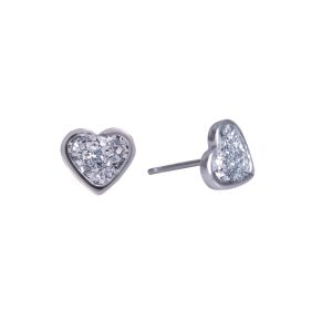 6x6mm Clear Glitter Heart Surgical Stainless Steel