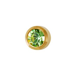 Mini August Peridot Bezel Gold Plated over Surgical Stainless Steel