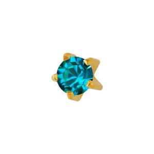 Mini December Blue Zircon Tiffany Gold Plated over Surgical Stainless Steel