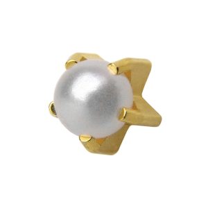 Large White Pearl Tiffany Gold Plated over Surgical Stainless Steel