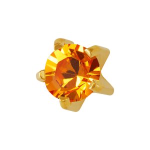 Large November Topaz Tiffany Gold Plated over Surgical Stainless Steel