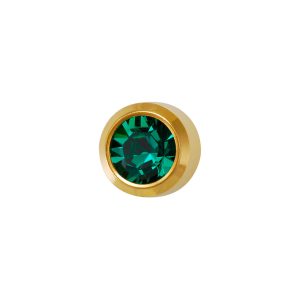 Mini May Emerald Bezel Gold Plated over Surgical Stainless Steel