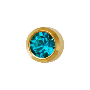 Regular December Blue Zircon Bezel Gold Plated over Surgical Stainless Steel