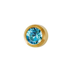 Mini March Aquamarine Bezel Gold Plated over Surgical Stainless Steel