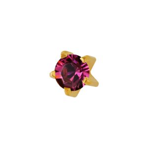 Mini February Amethyst Tiffany Gold Plated over Surgical Stainless Steel